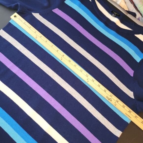 Talbots Striped Navy Purple Sweater XLP XL Petite - Picture 7 of 9